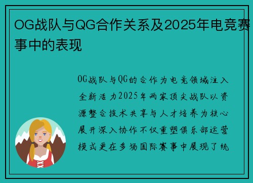 OG战队与QG合作关系及2025年电竞赛事中的表现